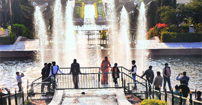 Winter Delight: Visitors at the Bagh-e-Bahu park in Jammu on Friday.