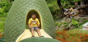 A child enjoys a ride at Morni