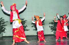 Children perform during a programme, organised by NGO Punjabi Samvaad at Punjab Natshala.