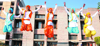 Artistes present bhangra on the final day of the drug de-addiction cricket tourney on Saturday.