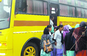 A college bus continues to have curtains despite police warnings in Ambala on Saturday.