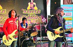 The Battle of the Bands in progress at the indoor stadium in Srinagar on Saturday