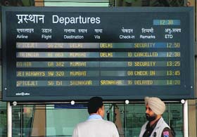 The departure schedule of flights at the Chandigarh airport on Sunday