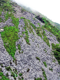 The closed slate mines at Khaniara village. 