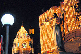 St Marys Garrison Church, Gandhi Nagar, illuminated ahead of Christmas in Jammu on Sunday.
