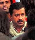 AAPs Arvind Kejriwal with protesters in New Delhi on Sunday