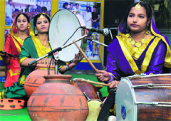 Students of Sri Guru Teg Bahadur College perfom during their annual function in Amritsar on Monday. photo: Vishal Kumar