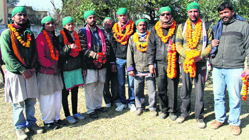 The members of the cycle yatra in Dehradun. 