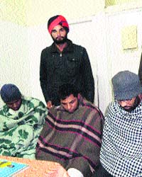 The accused in police custody in Gidderbaha on Monday
