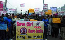 Residents of Malout held a protest against the gangrape in Delhi and demanded the harshest punishment for the accused, on Tuesday