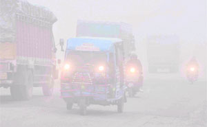 Commuters face problems as heavy fog engulfed Haridwar throughout Tuesday. 