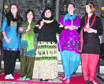 Christmas prayers being offered at the John Church, McLeodganj, Dharamsala, on Tuesday.