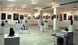 An art exhibition; and (below) a winter garment sale at Virsa Vihar in Jalandhar