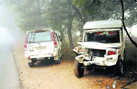 Two vehicles were involved in a collision between Bhucho and Lehra Mohabbat on Wednesday