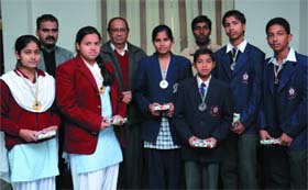 Students of Lord Rama School and MSD Senior Secondary Public School, who won medals at the North India Karate Championship, were felicitated in Bathinda on Wednesday