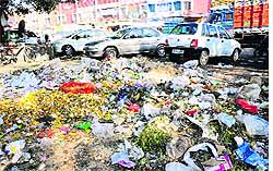 Garbage lies scattered at the Grain Market