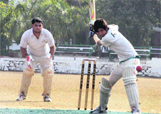 A batsman in action during a match in the Dehradun District Cricket League played at Col Browns School in Dehradun on Wednesday. Tribune photo: Vinod Pundir 