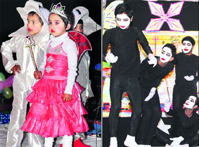 Students perform during the annual prize distribution function of St Soldier School in Jalandhar on Wednesday