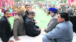 Activists of the Bahujan Samaj Party stage a protest in Phagwara on Wednesday. 
