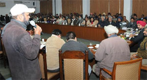 The representative of an institute expresses his views at the meeting convend by the IG, Bathinda zone, on Thursday. 