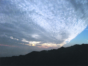 Clouds hover over Mussoorie after sunshine, resulting in a fall in the temperature on Thursday.