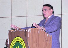 Dr VK Bahuguna, Director General of ICFRE, addresses Indian Forest Service  officers at the Forest Research Institute in Dehradun on Thursday. 