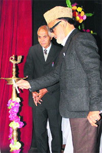 Ali Mohd Sagar, Minister for Rural Development, at a Chetna Divas function. 