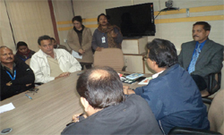 A Hindi workshop in progress at the SBoP zonal office in Bathinda on Friday. 