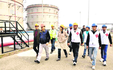 As part of a mock drill, the district disaster management team inspects the targeted IndianOil terminal in Roorkee on Friday. 