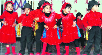 students of Divine Public School perform during the annual prize distribution function at Naya Nangal in Jalandhar.