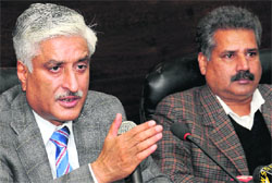 State DGP Sumedh Singh Saini at a press conference in Chandigarh on Friday. Tribune photo: Manoj Mahajan