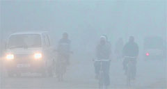 Dense fog engulfs Amritsar on Saturday. photo: sameer sehgal 