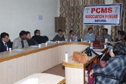A meeting of the PCMS doctors in progress in Bathinda on Saturday