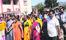 People hold a protest against the Askot Wildlife Sanctuary in Pithoragarh on Saturday. 