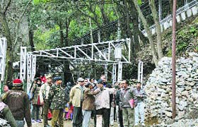 Members of the Shri Mata Vaishno Devi Shrine Board inspect development works at Bhawan on Saturday