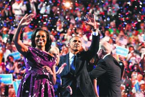 First couple: Barack Obama was re-elected as the US President for the second consecutive four-year term defeating Republican party candidate Mitt Romney. It was one of the nastiest political battles in modern American history