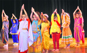 Kids perform during the annual day celebration of Stephens International Public School in Jammu on Sunday. 