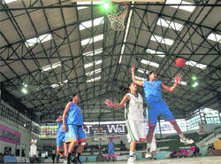 Punjab cagers go down to Indian Railways 87-62 on Sunday.  Tribune photo: Himanshu Mahajan
