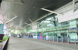 The Chandigarh airport wears a deserted look due to the cancellation of flights. Tribune photo: S Chandan
