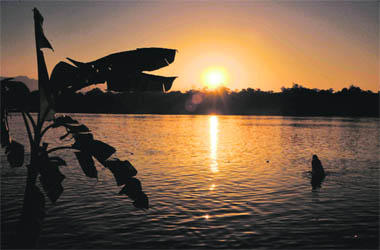 The first sun rise of 2013 as seen from the banks of the Ganga in Haridwar on Tuesday. 