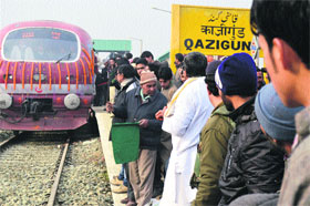 A file photograph of the Qazigund-Banihal trial run