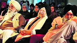 Dignitaries at the annual function of the Alag Shabad Yug Trust in Ludhiana on Tuesday