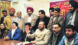 KK Bawa, chairman of the Malwa Sabhayacharak Manch, addresses a meeting in Ludhiana on Tuesday