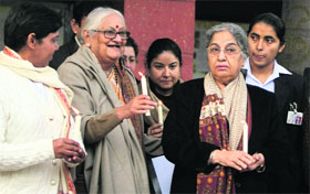 Gursharan Kaur, PM Manmohan Singh's wife, at an inter-faith peace prayer at Gandhi Smriti in New Delhi on Tuesday.