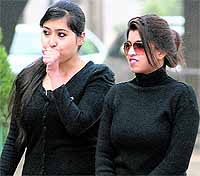 Girls enjoy the chill on the Panjab University campus on Wednesday