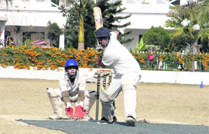 A match in progress during the 7th Abhishek Dabral Memorial Football Tournament in Dehradun on Wednesday.
