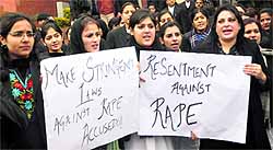 One voice Women lawyers protest against Delhi gang rape case in Jammu on Wednesday