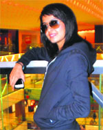 Surveen Chawla, lead actor of Saadi Love story, poses for a photograph in Ludhiana on Wednesday.