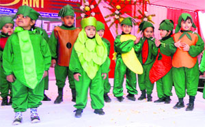 Students of Sant Bir Santosh Public School take part in the New Year celebrations in Ludhiana.