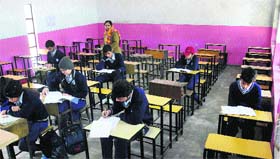 Thin attendance in a class at a government school for the second consecutive day after winter vacations in Chandigarh on Thursday.